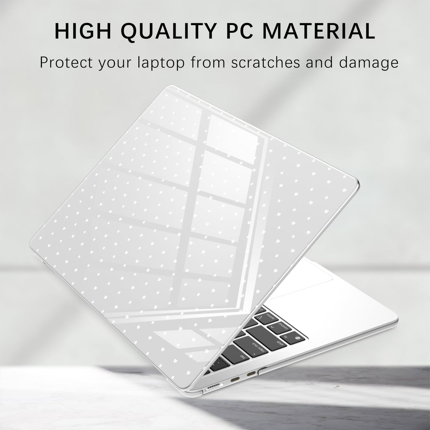 BlHMCASE Compatible with MacBook Air 13.6 inch Case M5 M4 M3 M2 2026-2022 A3449 A3240 A3113 A2681 Release, Cute Polka Dot Heart Protective Hard Shell Clear Cover for MacBook Air 13