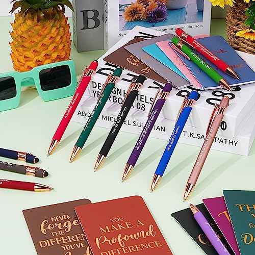 96 Pcs Thank You Gifts Bulk Motivational Pens Inspirational Notepads Set, Mini Motivational Notebooks and Ballpoint Pens, Inspirational Appreciation Gifts for Employee Teacher Staff Volunteer Coworker
