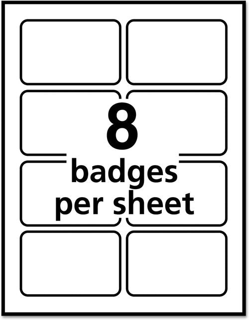 Avery Name Badge Labels - Flexible Laser/Inkjets - White with Blue Border - 2 1/3" x 3 3/8" - 400 Labels
