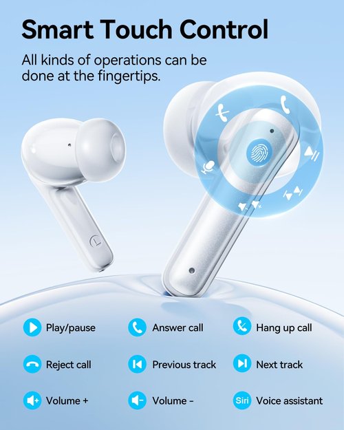 JGUG Wireless Earbuds, Bluetooth Ear Buds Headphones with LED Charging Case, Deep Bass Stereo Sound, 40 Hours Playtime, IP7, Lightweight in-Ear Earphones for iPhone Android Sports Workout