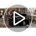 SDMY D-Black Reception Desk with LED Lights, Lockable Drawers & 63.6in Front Table