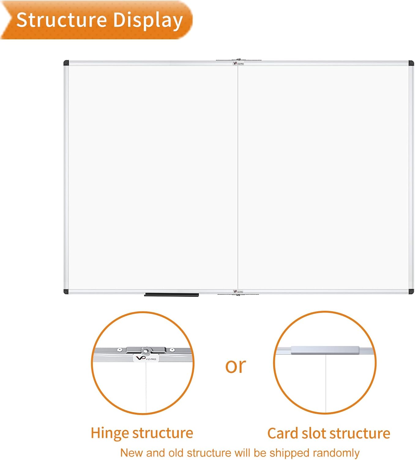 VIZ-PRO Magnetic Dry Erase Board - 60" X 48" Foldable Wall-Mounted Whiteboard with Aluminum Frame & Marker Tray