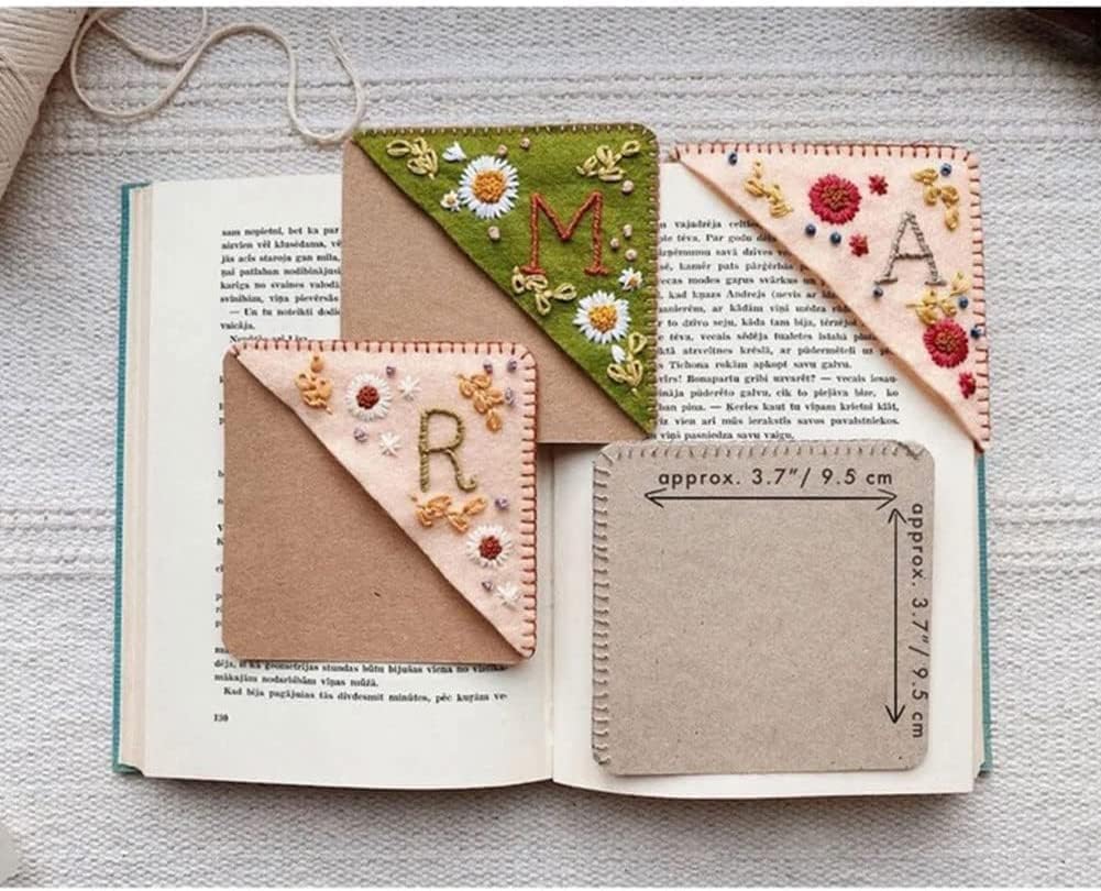 Skiennix Personalized Hand Embroidered Corner Bookmark - Cute Flower Design | Perfect Gift for Book Lovers