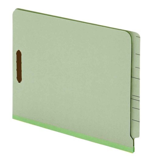 Globe-Weis/Pendaflex End Tab Pressboard Fastener Folders, Letter Size, 2-Inch Expansion, Embedded Fasteners, Light Green, 25-Count (44715)