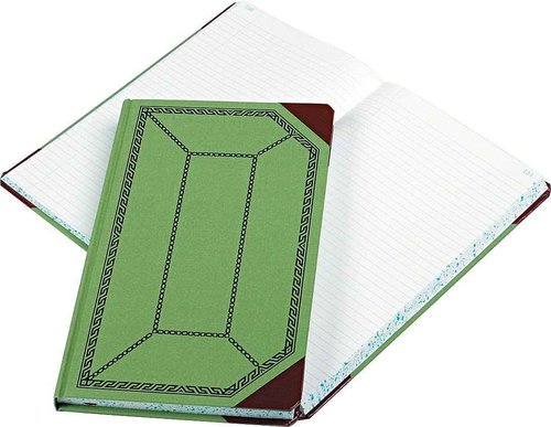 Boorum & Pease® Canvas Account Book, Record, 16 Lb., 12 1/2" x 7 5/8", 300 Pages, Blue