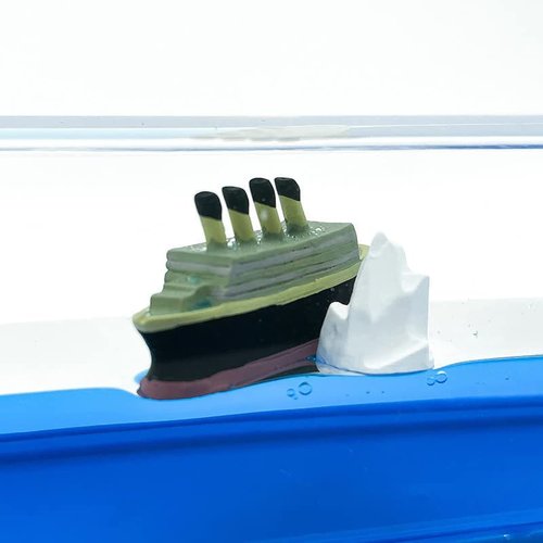 Honsheng Unsinkable Titanic Simulator Toy Wavey Boat in a Box Liquid Wave Cruise Fluid Ship Decoration Ornament for Car Decoration Paperweight Desk Toy Gifts