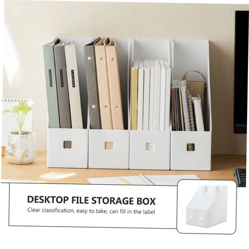 Cabilock 3Pcs Plastic Document Organizer Vertical Desktop File Rack for Office Stylish Magazine Holder for Books Magazines and Documents Easy to Assemble
