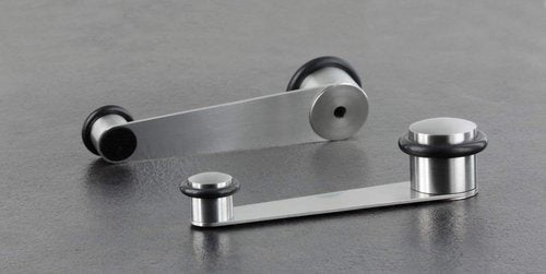 EVI | Rotating Doorstop | for Doors up to 2.75'' Thick | Black Rubber | Stainless Steel Matte Finish | Includes Screw + Anchor | Mod I-152