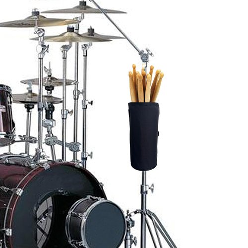 Wanty Drumstick Holder Drum Sticks Nylon Holder High-Capacity Bag with Two Hook & Loop Straps for Drumsticks Mallets Brushes Up to 10 Pairs Drum Set Accessories