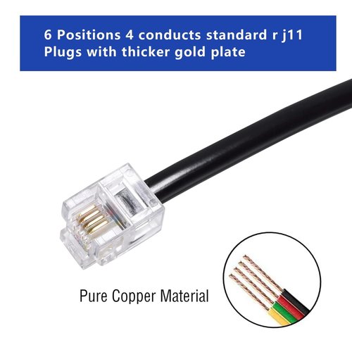 Vthahaby Telephone line(3 Pack 10 FT) RJ45 to RJ11 Adapter Converter Cable 6ft RJ45 8P4C Male to RJ11 6P4C Male for Landline Telephone Service for Extending, Connecting for Fax or Answering Machine