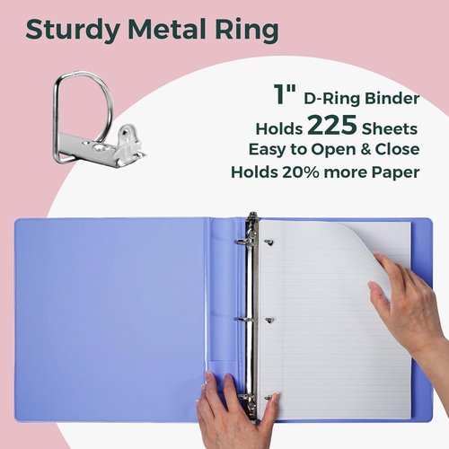 POPRUN 1-Inch 3-Ring Binder - Extra Durable PVC-Free Organizer Holds 225 Sheets | White