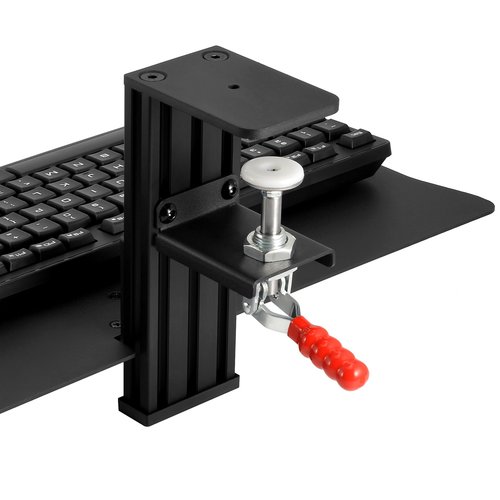 Quick Release Keyboard Desk Mount, Clamp-on Adjustable Tray,18.5x8.7 Inch, Extra Sturdy Single Clamp Design, Height Adjustable Ergonomic Typing for Office, Home, Gaming - Save Desk Space, Special Use