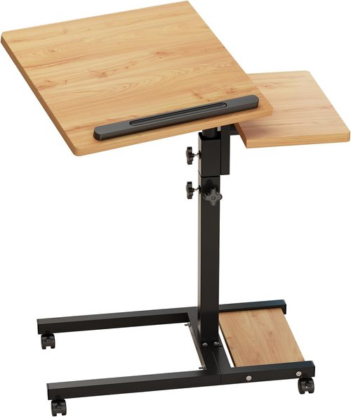 Furist Mobile Adjustable Height Laptop Stand PC Computer Portable Notebook Swivel Laptop Desk Rolling Table Desk Cart Tiltable with Wheels Casters& Mouse Pad Table