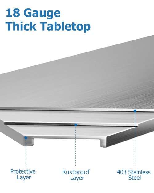 EcoExplorer Heavy Duty Stainless Steel Table for Prep and Work, NSF Commercial Table with Adjustable Bottom Shelf for kitchen, Restaurant, Home, Garage, Hotel, 48 x 24 Inches with Backsplash