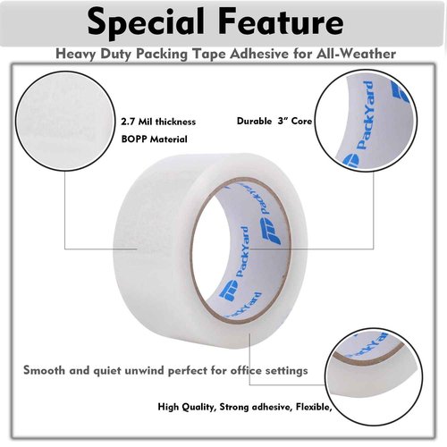 Packing Tape Refill Rolls Heavy Duty 36 Rolls Sealing Great for Packing Box Shipping and Moving Supplies Packaging 1.88" x 65 Yards 3" Core 2.7 Mil Thick