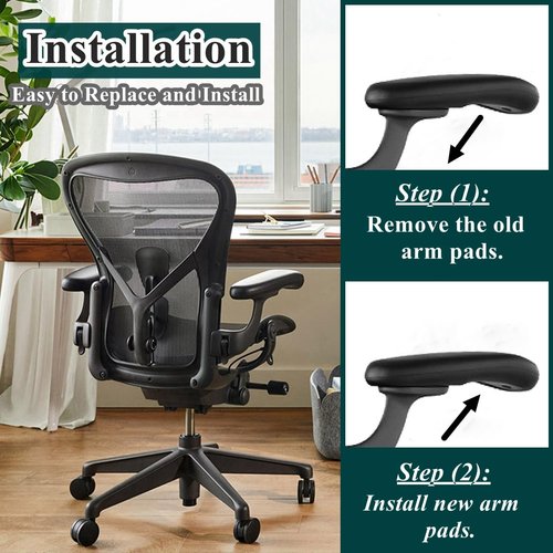 HYEJDRV Chair Armrest Replacement, Arm Pad Caps Replacement for Herman Miller Classic Aeron Chair Graphite Black 1 Pair
