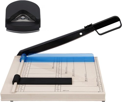 Skiennix A4 Paper Cutter - 12" Titanium Blade Guillotine Trimmer with Corner Rounder | 12-Sheet Capacity for Crafts & Photos