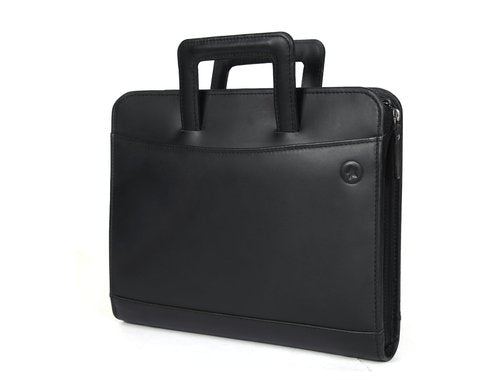Zippered Genuine Leather Business Portfolio | Easy to Carry Organizer with Writing Pad Holder, Business Card and Pen Slots. IPAD/Tablet Holder and Flip-Closure Phone Pocket