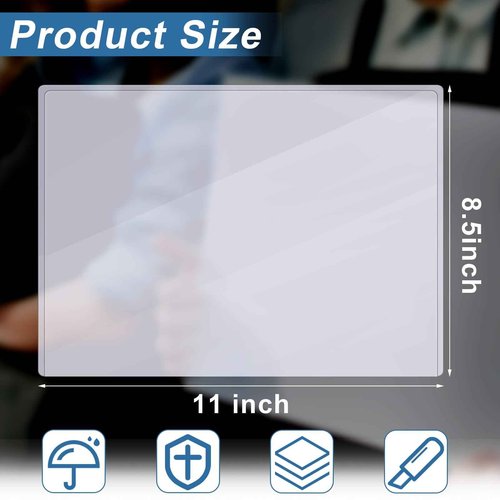 Henoyso 50 Pcs 8.5 x 11 Inch Rigid Print Protectors Clear Hard Paper Heavy Duty Page Sheet Protectors for Document Recipe Card Birth Certificate Photo Poster Holder