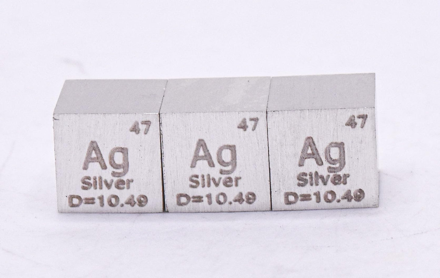 0.39" 10mm Silver Argentum Metal Cube Ag up to 99.9% Pure Periodic Table Element Engraved Density Collection Science Education Display Block Cube + Acrylic Case Box - 1PC