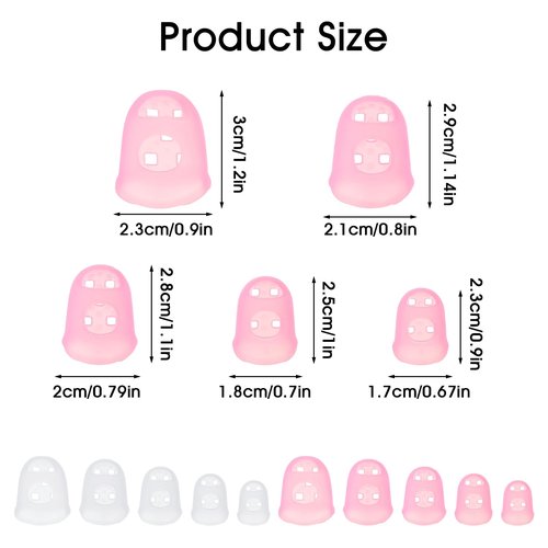 Yuanchu 30 Pcs Rubber Finger Tips, Fingertip Protector Caps Anti-Slip Fingertips Protector Pads Breathable Silicone Fingers Tips Guard for Paper Turning Hand Sewing Money Counting Guitar Playing