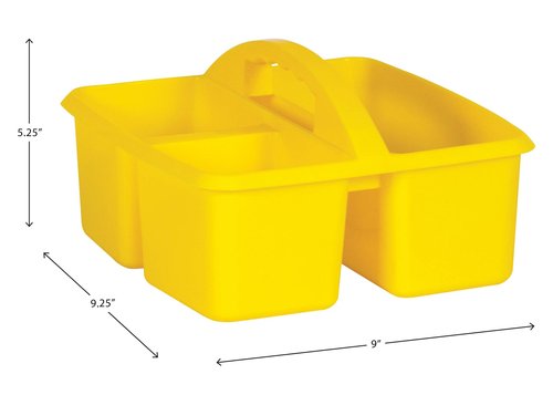 Teacher Created Resources Yellow Portable Plastic Storage Caddy 6-Pack for Classrooms, Kids Room, and Office Organization, 3 Compartment