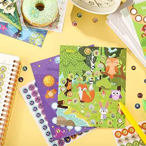 100 Pieces Sticker Charts for Kids Incentives Reward Chart for Kids Behavior in 4 Designs with 2160 Mini Animal Stickers Dry Erase Chore Chart for Classroom Teaching or Home Using