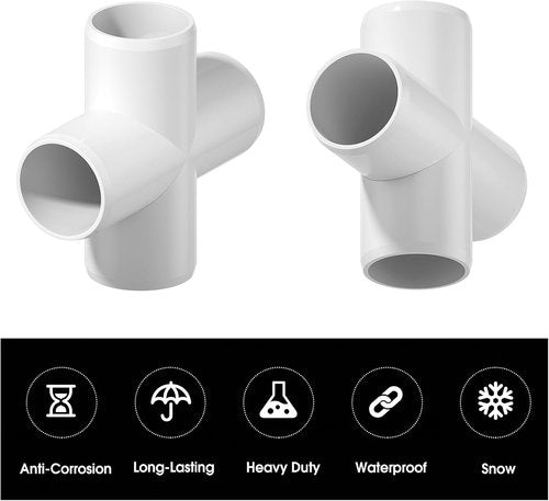 PVC Fitting 4 Way Connector - Heavy Duty 1/2 Inch SCH40 Elbow Fitting | 20PCS for DIY Garden & Water Supplies