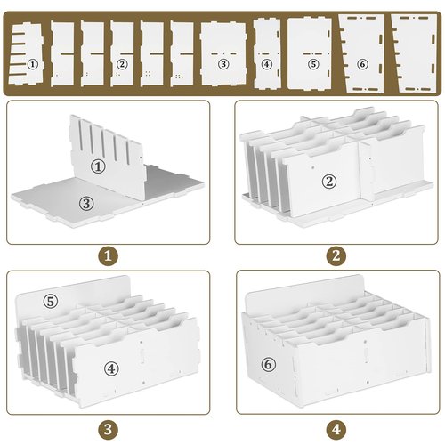 Ozzptuu Wooden 12-Compartment Desktop Organizer Multifunctional Storage Box Desk Supplies for Cell Phones Holder White (12-Grid)