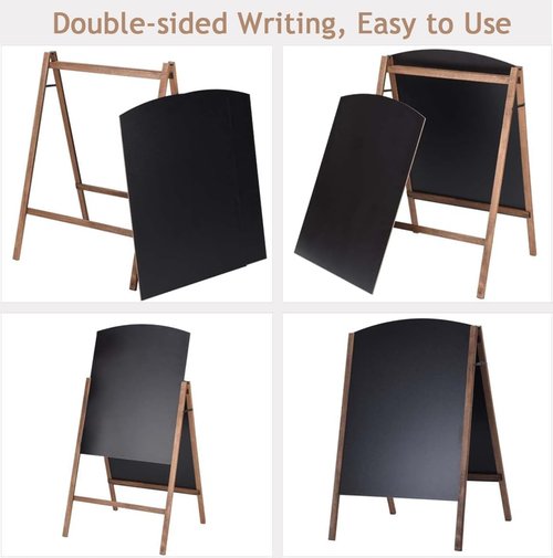 FIREFLOWERY A Frame Chalkboard Sign, Freestanding Menu Board with Heavy-Duty Hinge, Solid Pine Wood Blackboard, Double-Sided Chalk Board for Restaurants, Cafes, Weddings, Party Guide (40" x 25.6")