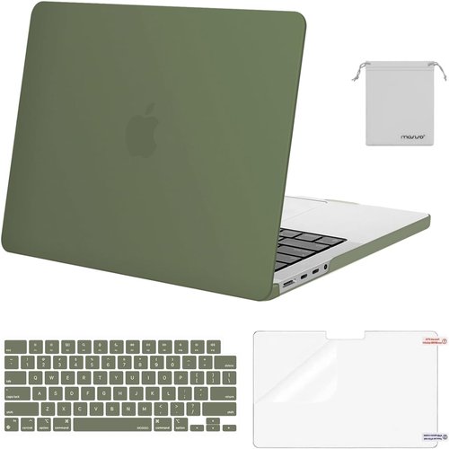 MOSISO MacBook Pro 14 Inch Hard Case - Includes Keyboard Skin, Screen Film & Pouch | Army Green