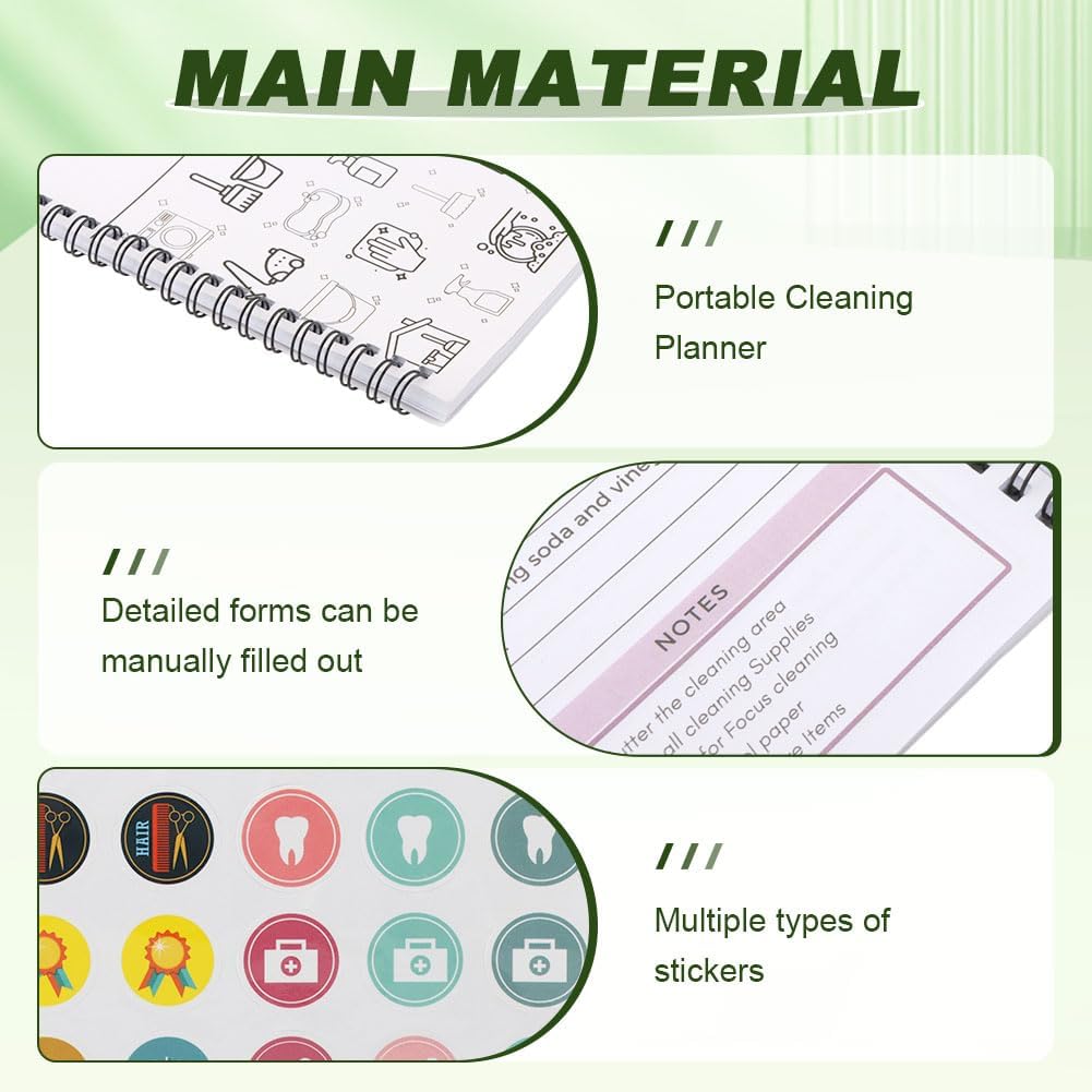 Adhd Cleaning Planner - Daily, Weekly & Monthly Organizer with Stickers | DIY Home Cleaning Schedule (White)