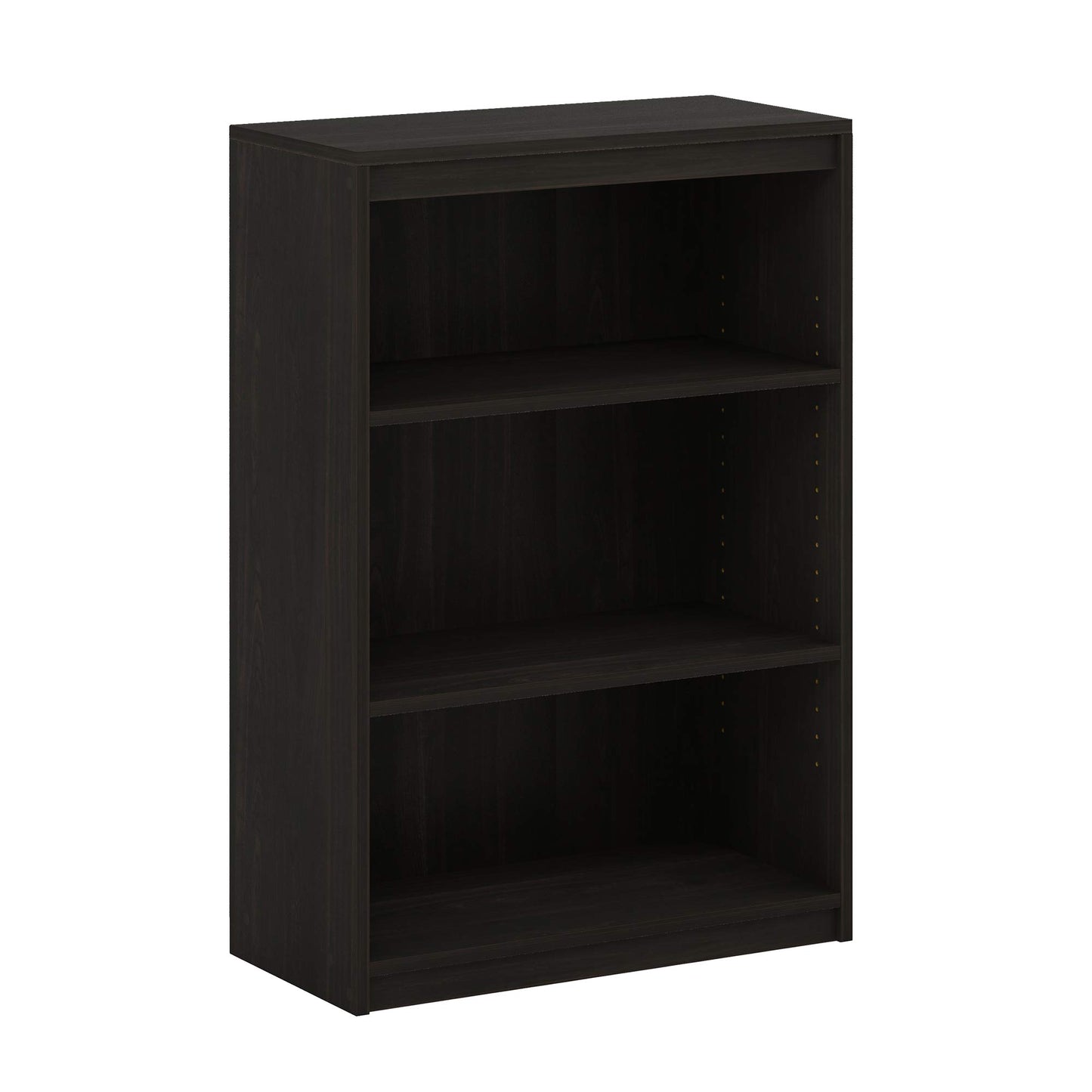 Furinno Gruen Book Shelf, 3-Tier Book Shelf, Bookcase with Adjustable Shelves, 11.7 x 24.5 x 35.9, for Organization and Storage, for Living Room, Bedroom, Home Office, Espresso