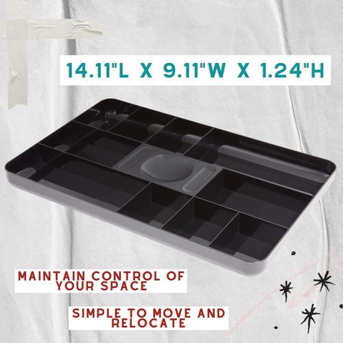 1InTheOffice Desk Drawer Organizer Tray, 13-Compartment Office Desk Drawer Organizer Black