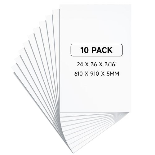 PEKGRIL 24x36" White Poster Board 10 Pack, 5MM Thick Foam Core Board, Large Lightweight Foam Board for Projects, Display Boards for Crafts, Paintings Prints, Art, Display, Presentation