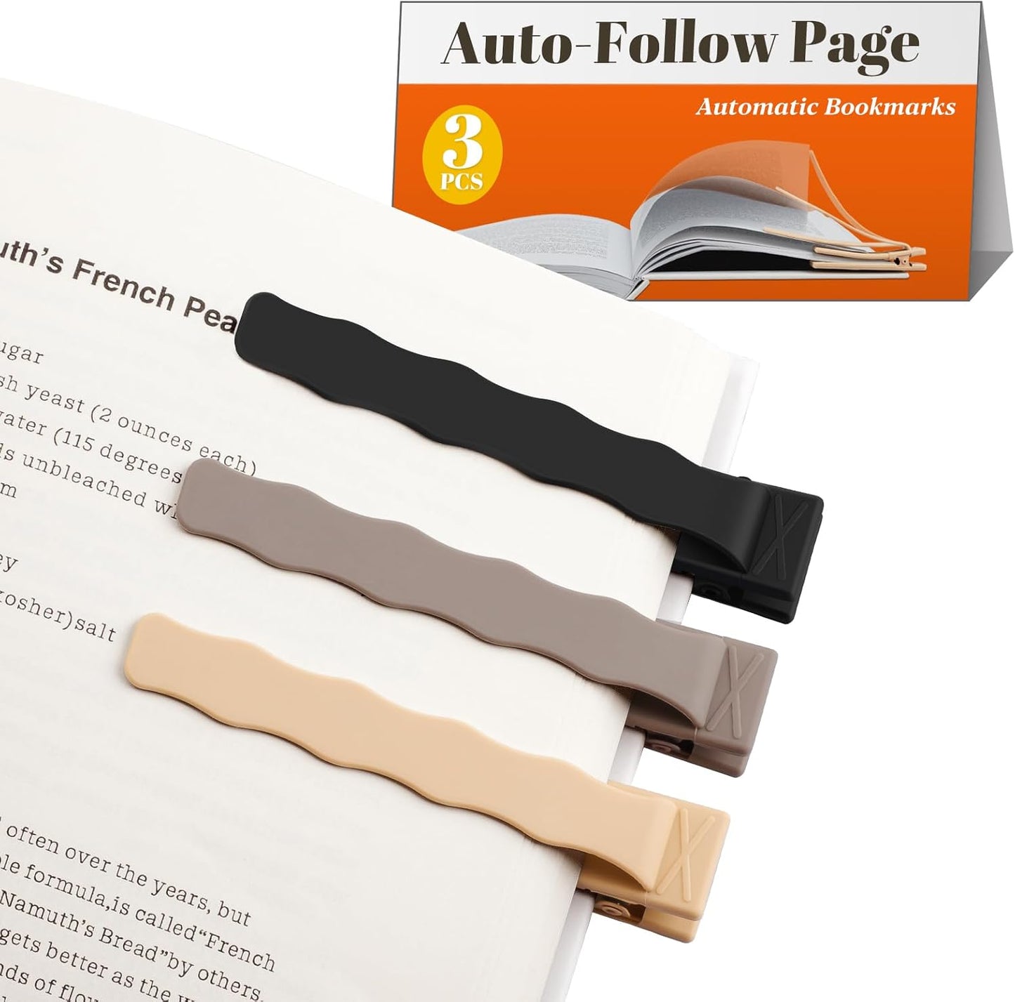 Skiennix Silicone Bookmarks - 3 Pack Automatic Page Holders | Perfect Gifts for Book Lovers & Teachers