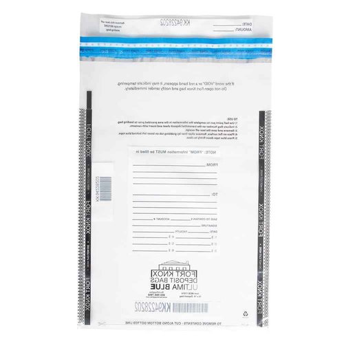 BankSupplies Ultima Blue Clear Deposit Bags | 10W x 14H | Pack of 100 | Transit, Transfer, Valuables | Tamper Evident Tape | Captive Flap Closure | Security Deposit Bag