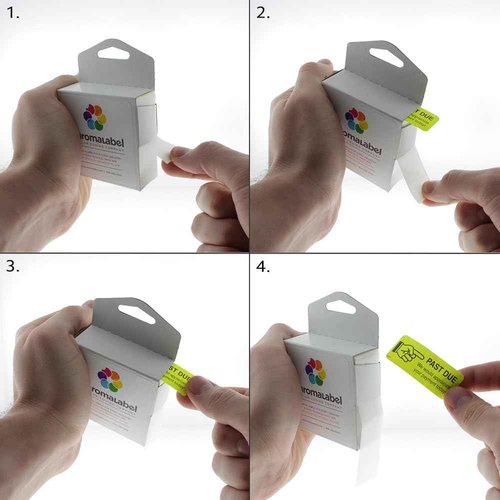 ChromaLabel 1 x 2.25 Inch Accounts Receivable Labels Collections Late Invoice Stickers, 250 Labels per Dispenser Box