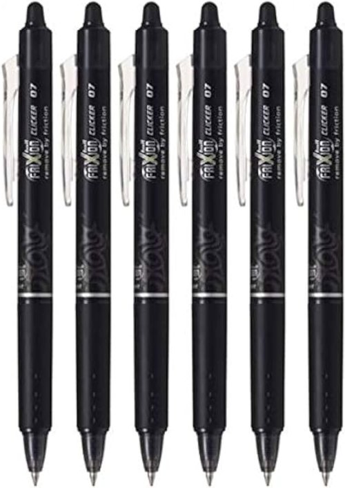 Pilot FriXion Ball Clicker Gel Pen - Retractable & Erasable, Fine Point 0.7mm, Black Ink | 6 Count