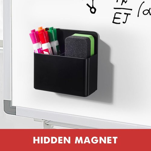 BEYGORM Magnetic Pen Holder - 2 Pack Plastic Organizer for Refrigerator & Whiteboard | Black