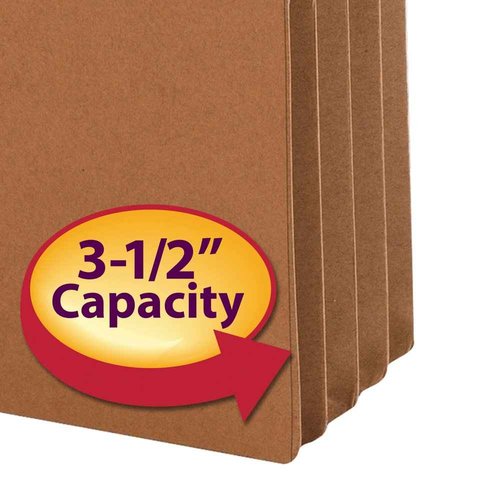 Smead File Pockets, 2/5-Cut Tab Right Position, Guide Height, 3-1/2" Expansion, Letter Size, Redrope, 25 per Box (73088)