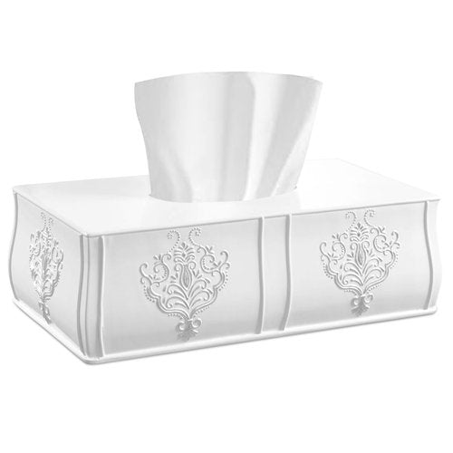 Creative Scents Vintage White Tissue Box Cover Rectangular - Decorative Bathroom Tissue Box Holder - Rectangle Tissue Holder for Modern Farmhouse Bathroom Decor