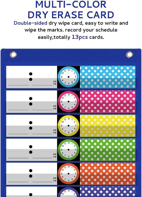 Daily Schedule Pocket Chart by [Brand Name] - Class Schedule with 13 Cards & 14 Pockets