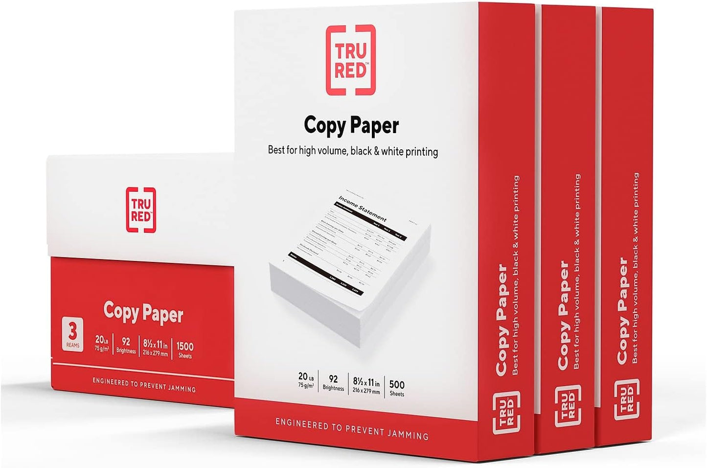 TRU RED Copy Paper - 8.5" x 11" | 92 Brightness, Smooth Finish, 20 lbs, 500 Sheets per Ream