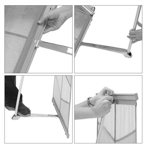 Vispronet Mesh Brochure Holder - 0.9ft x 4.6ft Portable Literature Stand with 4 Pockets & Carrying Bag, Collapsible Literature Rack For Businesses, Standing Brochure Holder, Trade Show Supplies