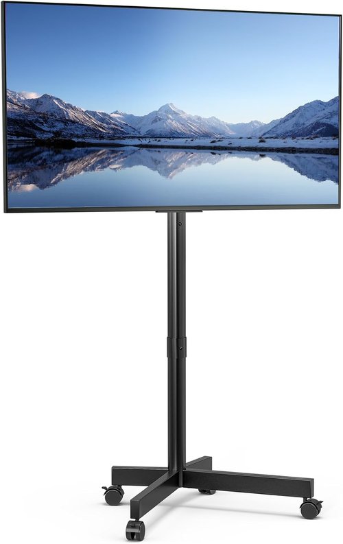 Mobile TV Cart - Adjustable Floor Stand for 13-55 Inch TVs | Tilt Mount, Holds Up to 77 lbs