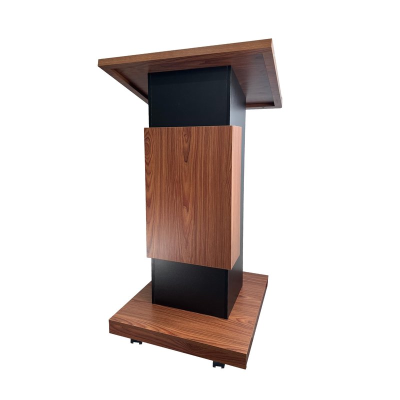 Wood Podium,Podium Stand with Wheels,15MM Particle Board,Pulpit with Storage,Mic Stand Space,Wooden Lectern for Restaurants,Churches,Seminars and Schools