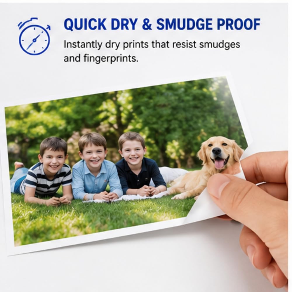 400 Sheets 4x6 Photo Paper Glossy 180gsm Premium Inkjet Printer Paper, 4"x 6" Waterproof High Gloss Photo Quality Paper, Smooth Bright White Finish, 4R Photographic Paper for All Inkjet Printers
