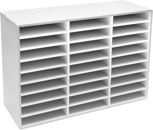 Literature Organizers, 24 Compartments Office Mailbox with Adjustable Shelves+Gloves, Paper Storage Cabinet for Office, Home, Classroom, Mailrooms Organization, 39.4 * 11.8 * 16.5in