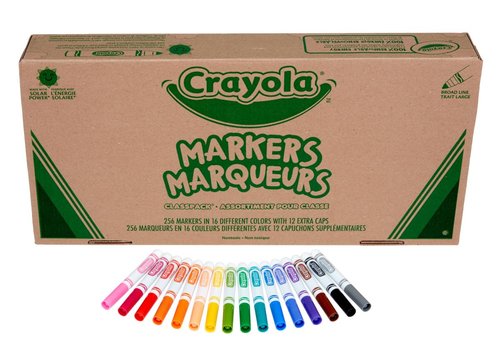 Crayola Broad Line Markers Classpack (256 Ct), Bulk Teacher Supplies for Back to School, Kids Markers, Classroom Must Haves, Arts & Crafts Supplies